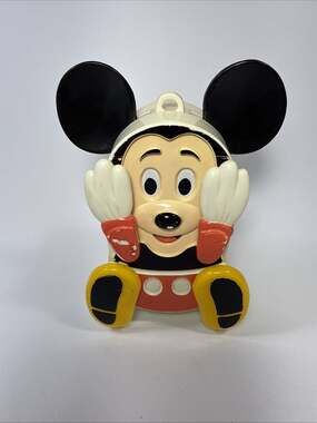 Vtg Illco Preschool Mickey Mouse Windup Peek A Boo Musical Toy Disney E1